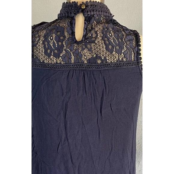 Skylar & Jade Medium Lace Cut Out Dress High Neck Keyhole Back Sleeveless Rayon - Picture 8 of 10